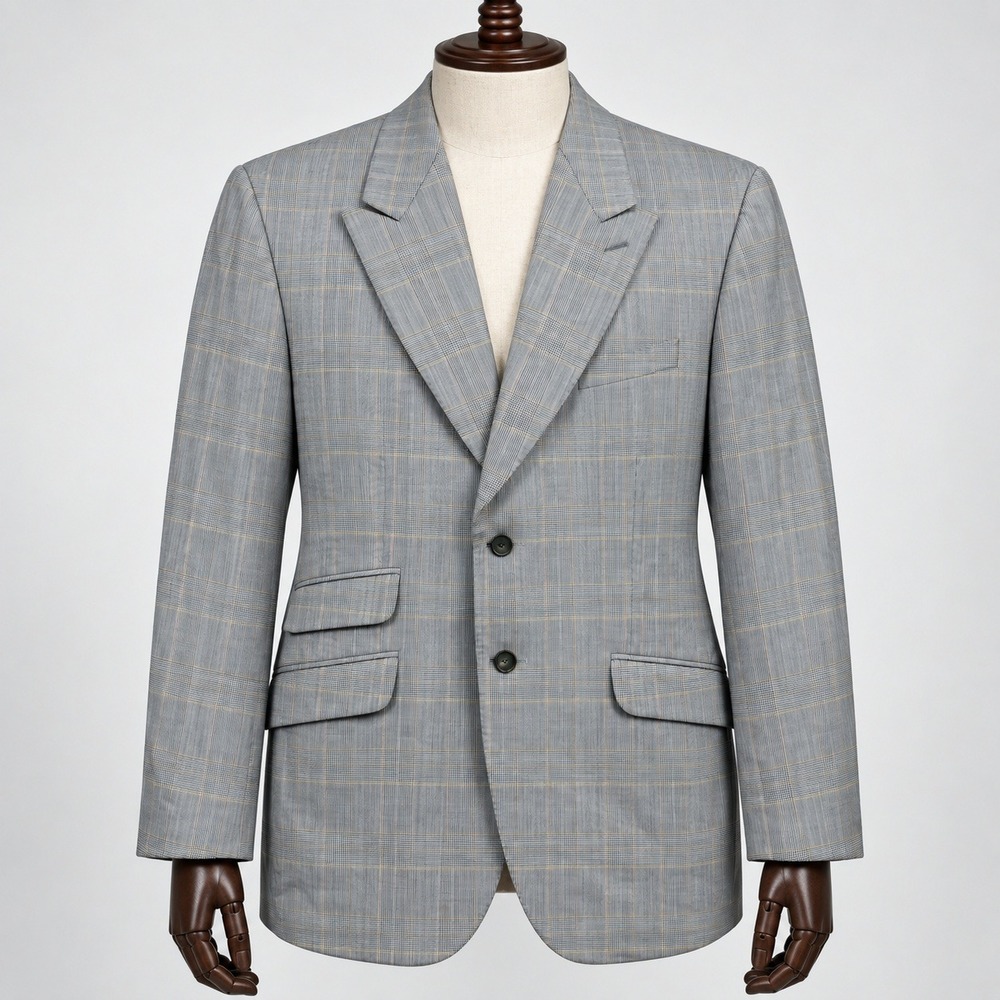 Charles Tyrwhitt Luxury Slim Fit Blazer Grey Glen Plaid Yorkshire Worsted Wool